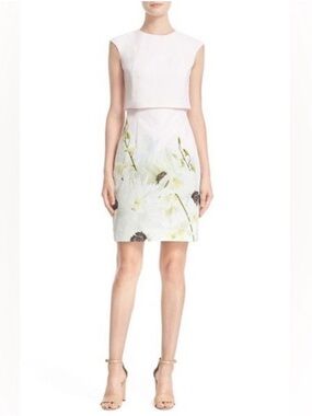 Ted Baker Pearly Petals Popover Bodice Sheath Dress Size 2